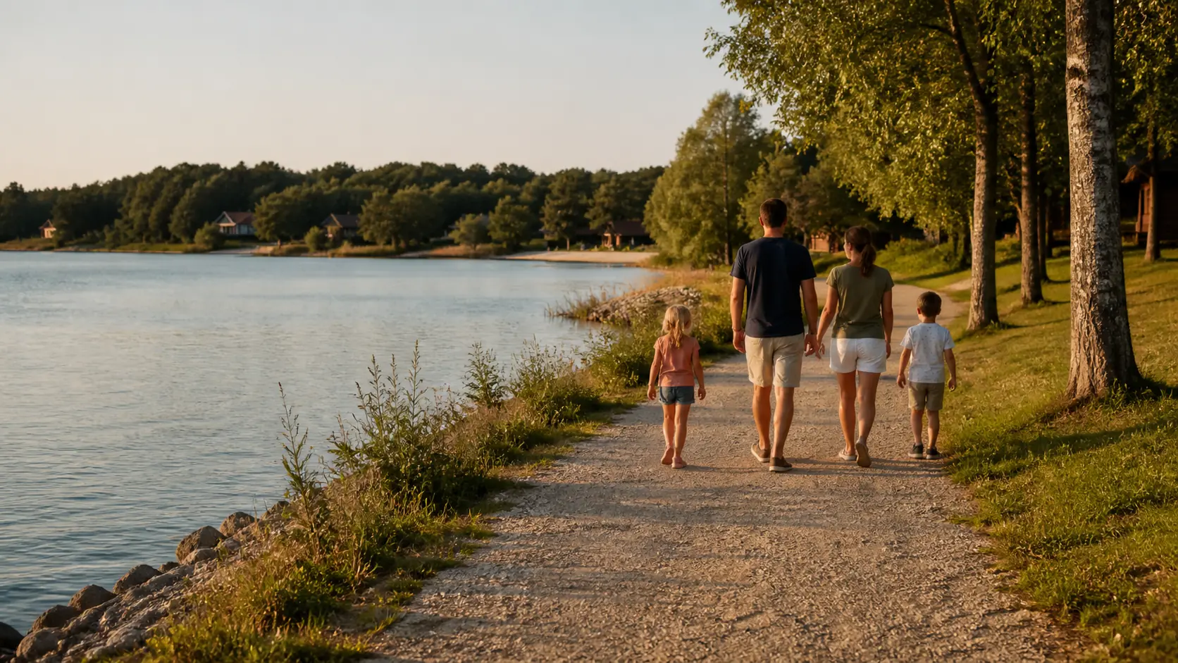 Famille profitant d'un séjour au bord d'un lac verdoyant dans l'Aisne