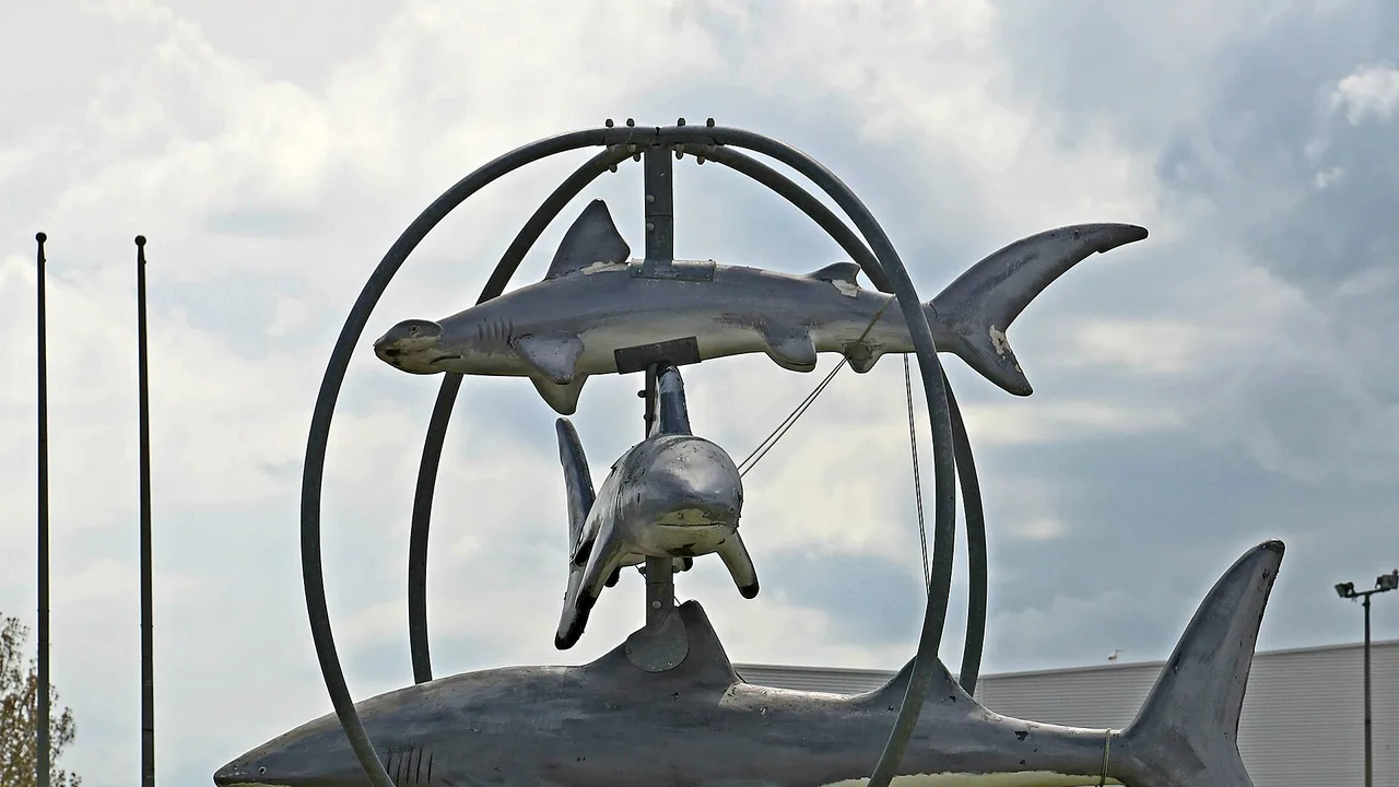 Bâtiment de Nausicaá à Boulogne-sur-Mer avec sa sculpture-requin