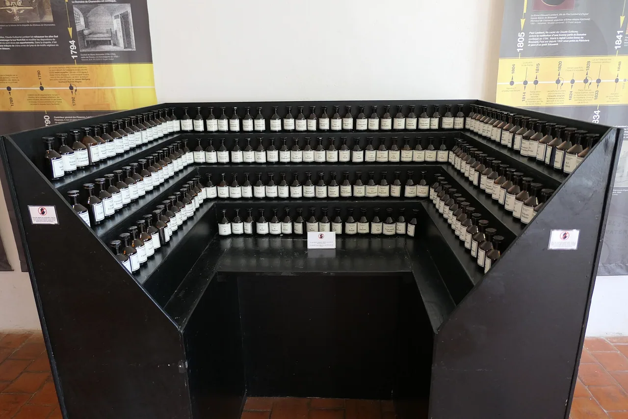 Orgue de parfums dans la salle Lambert du château de Chamerolles