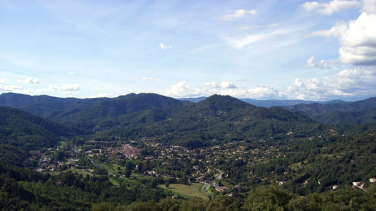 Vue générale de la commune de Saint-Jean-du-Gard depuis Saint-Roman
