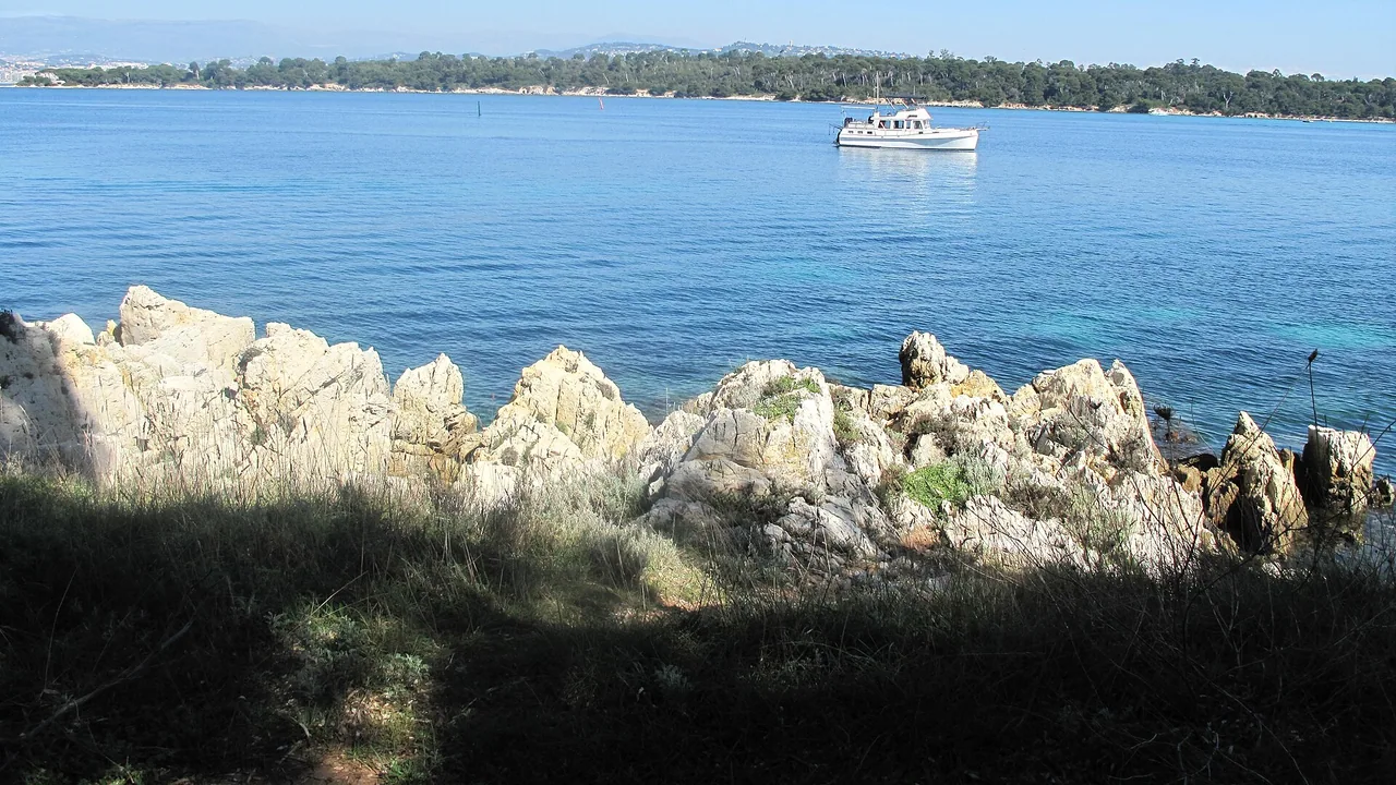 L’île Sainte-Marguerite photographiée depuis l’île Saint-Honorat, dans l’archipel de Lérins